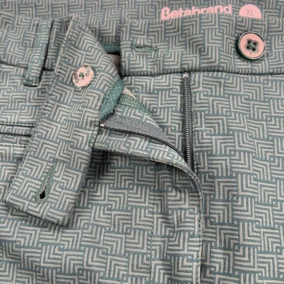 Betabrand crop Cuffed Dress Yoga Ponte Pant Green Geometric Pattern Size XLP - Picture 7 of 11